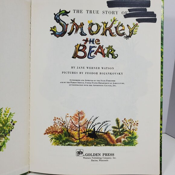 True Story Of Smokey The Bear Big Golden Book 1955 Hardcover - Picture 5 of 16